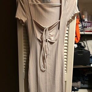 Stella Laguna Beach Ribbed Mini Dress in Cream